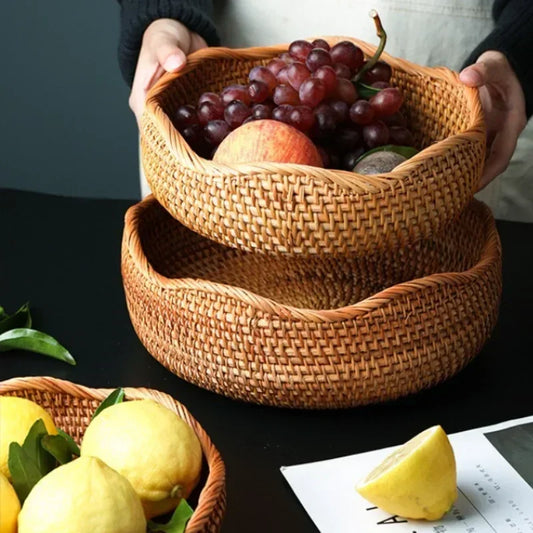 Hand Woven Natural Rattan Wave Basket